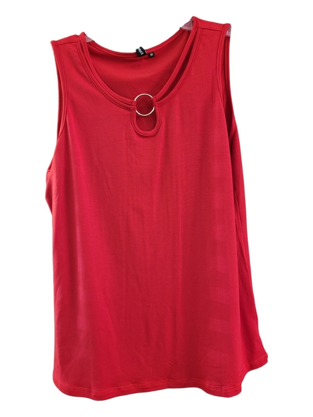 NWT Women's Red Sleeveless Tank w/ Decorative Cutout & Front Ring - Sz M
